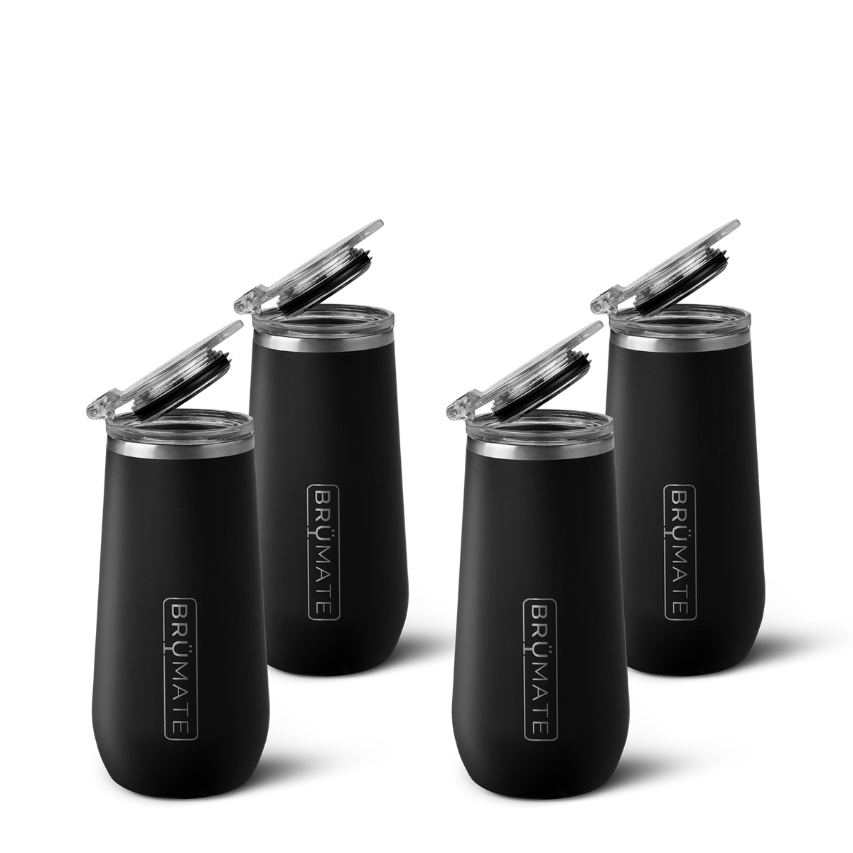 Four-Piece Champagne Flute Set | Matte Black | 12oz