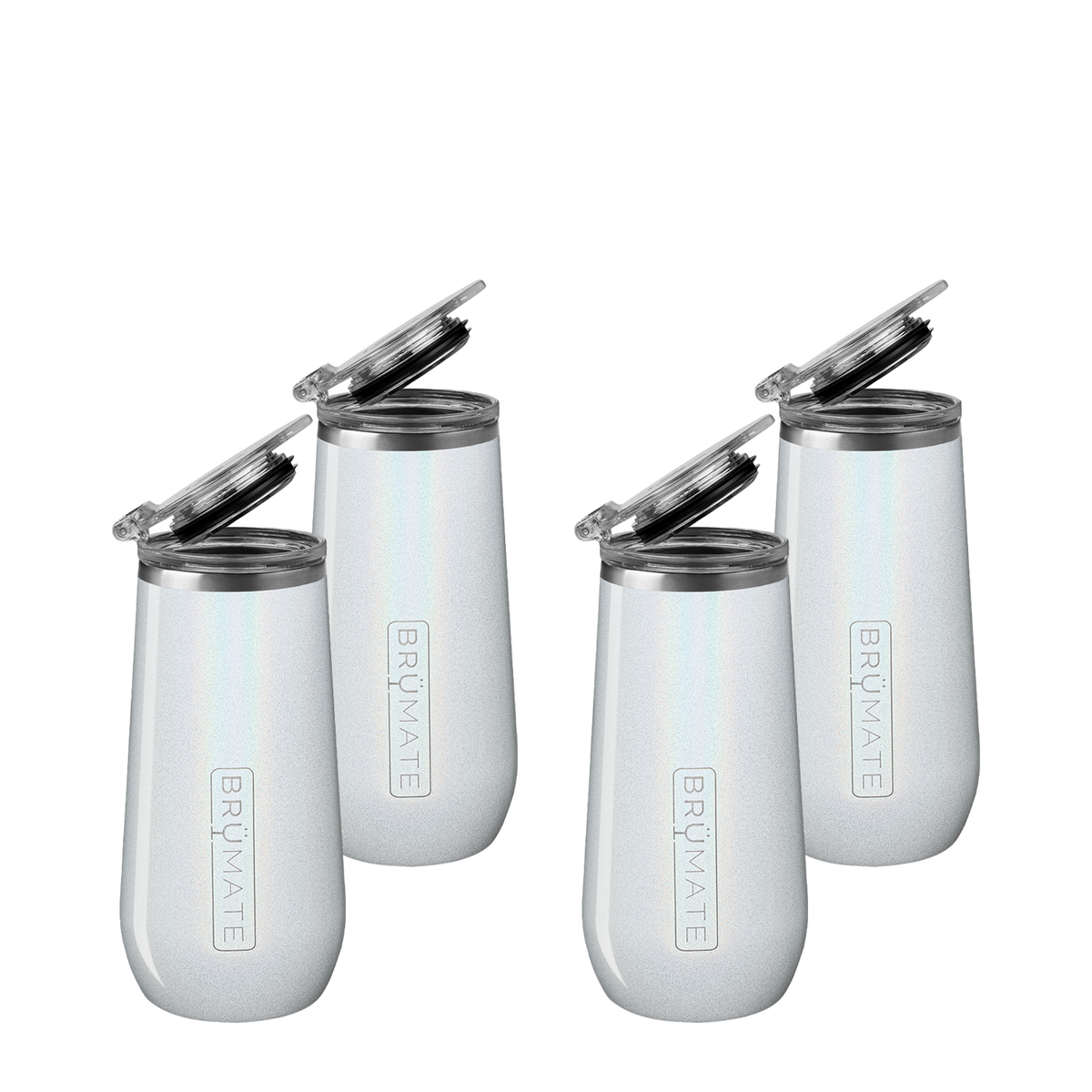 Four-Piece Champagne Flute Set | Glitter White | 12oz